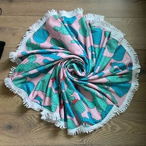 NWOT Round Cactus Beach Towel
